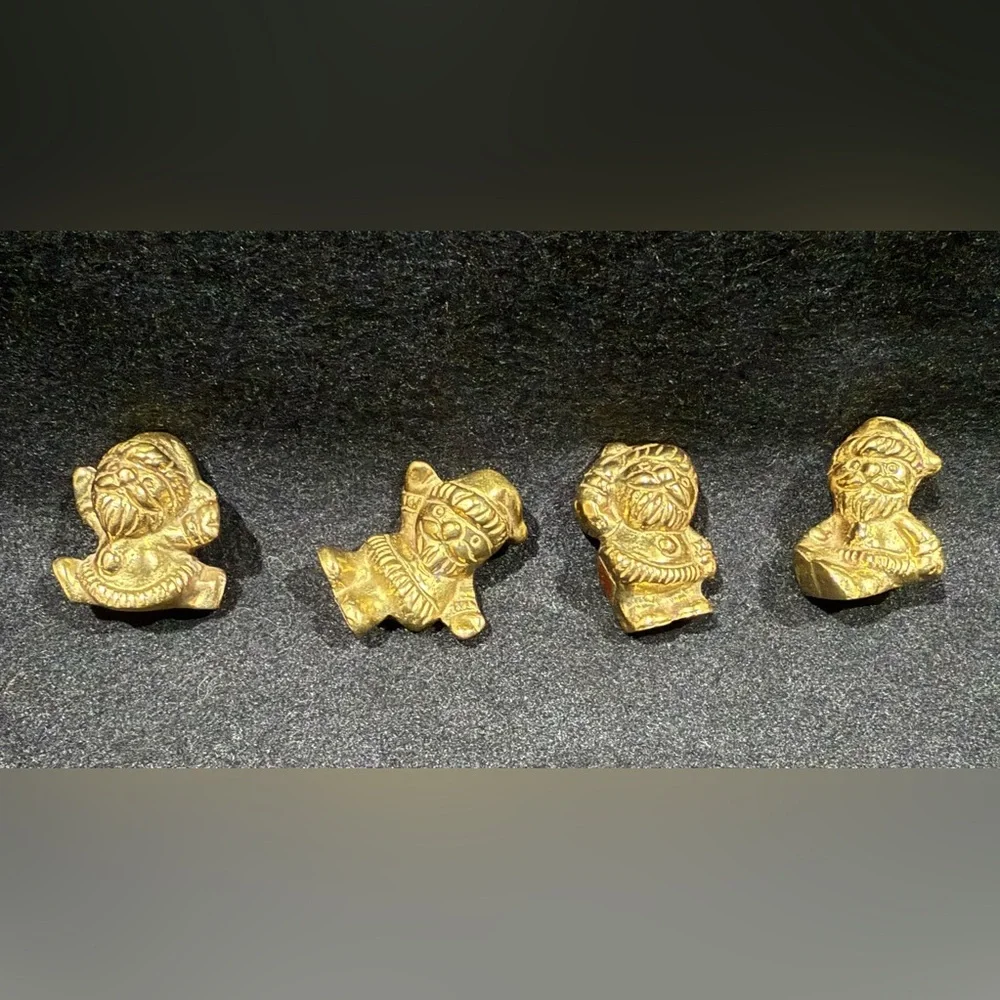 4pc Cute BRASS Santa CLAUS Christmas SANTAS